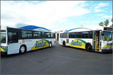 Photo of  state-of-the-art hydrogen fuel cell buses.