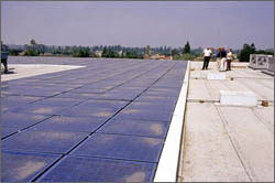 Photo of the rooftop PV system of Arden Realty in Fountain Valley, California.