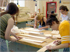 Photo of students developing projects involving solar applications.