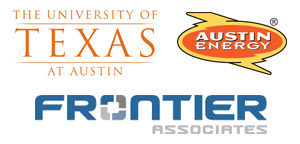 Logos of the University of Texas at Austin, Frontier Associates, and Austin Energy.