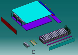 Graphic of a rectangle shape to the left of a row or smaller rectangles stacked in two rows.