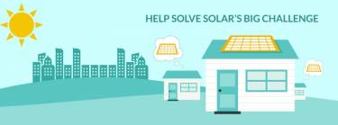 banner from soft costs infographic, saying help solve solar's big challenge