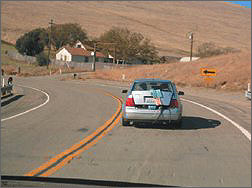 Photo of Vokswagen Jetta coasting while vehicle and engine speed measurements are time-matched with LII measurements.