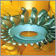 Photo of a Pelton hydropower turbine.
