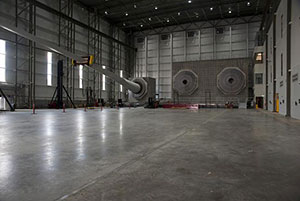 Blade testing bays at the Wind Technology Testing Center near Boston, Massachusetts.