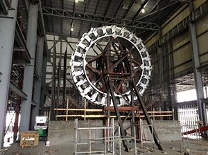 Partially constructed drivetrain test stand, Clemson Drivetrain Testing Facility, North Charleston, South Carolina.